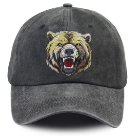 2pcs Roaring Grizzly Bear Embroidered Hat - Vintage Washed Cotton Baseball Cap For Men Women, Adjustable Unstructured Low Profile