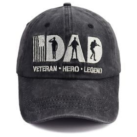Veteran Dad Hat, Dad Veteran Hero Legend Embroidered Baseball Cap, Washed Cotton Adjustable Low Profile Cap For Men, Patriotic Military Gift