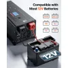 Pure Sine Wave Inverter Charger, 2000W, DC 12V to AC 120V Power Inverter Compatible with 12V LiFePO4 Lithium Batteries
