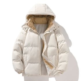 Coat Down Cotton Short Fake Two-piece Hooded Couple Wear Thickened (Option: White-S)