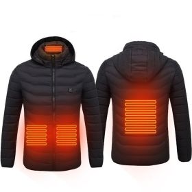 Winter Heated Jacket USB Electric Cotton Coat Zip-up Heater Thermal Clothing Heating Vest For Men (Option: Black Zone4-2XL)