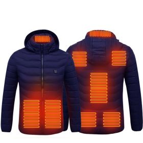 Men's Intelligent 8-zone Heating Stand Collar Hooded Lightweight Heating Insulation Jacket (Option: Blue Zone8-2XL)