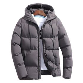 New Men's Pure Cotton Padded Jacket Hooded Coat (Option: Dark Grey-6XL)