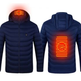 New Heated Jacket Coat USB Electric Jacket Cotton Coat Heater Thermal Clothing Heating Vest Men's Clothes Winter (Option: Blue Zone2-L)