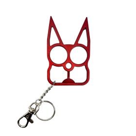 Cat Self-Defense Metal Knuckle Keychain (Option: Red)