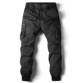 Solid Color Skinny Pants Multi-pocket Men's Working Pants (Option: Black-29)