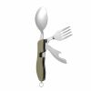 4 In 1 Outdoor Tableware Set Camping Cooking Supplies Stainless Steel Spoon Portable Fork Knife Multifunction Folding Portable Pocket Kits Bottle