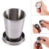 Stainless Steel Folding Cup; Portable Ultralight Collapsible Travel Cup; Outdoor Retractable Drinking Glass & EVA Case Set; Foldable Cup With Key