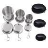 Stainless Steel Folding Cup; Portable Ultralight Collapsible Travel Cup; Outdoor Retractable Drinking Glass & EVA Case Set; Foldable Cup With Key