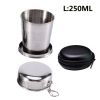 Stainless Steel Folding Cup; Portable Ultralight Collapsible Travel Cup; Outdoor Retractable Drinking Glass & EVA Case Set; Foldable Cup With Key