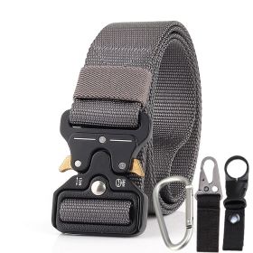 3.8cm Tactical belt Men's military fan Tactical belt Multi functional nylon outdoor training belt Logo can be ordered (Colour: Dark grey three piece set)