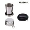 Stainless Steel Folding Cup; Portable Ultralight Collapsible Travel Cup; Outdoor Retractable Drinking Glass & EVA Case Set; Foldable Cup With Key