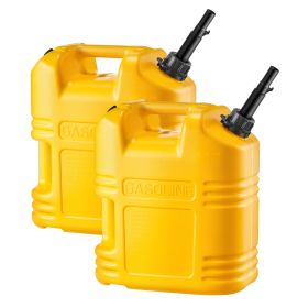 Fuel Container, 5 Gallon, Gas Tank with Spout & Clear Scale, 15 L/min Max Flow Rate, Secure & Leak-proof (Color: Yellow, Number of Sets: 2 Pack)