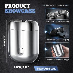 Electric Travel Razor Mini for Bald Men Dual Head Shaver Cordless Rechargeable Women Portable Pocket Close Razors Small Micro Foil Shavers Gifts (Color: Blue)