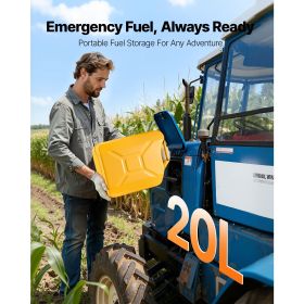 Metal Fuel Container, 5.3 Gallon, Fuel Jerry Can with Spout and Comfort Handle, 6 L/min Max Flow Rate (Color: Yellow, Number of Sets: 1 Pack)