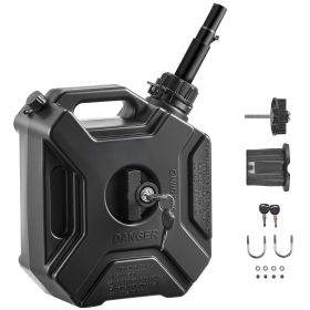 Fuel Container, 1.3 Gallon, Gas Can with Spout and Lockable Bracket, 15 L/min Max Flow Rate, Secure & Leak-proof (Color: Black, Capacity: 1.3 Gallons)