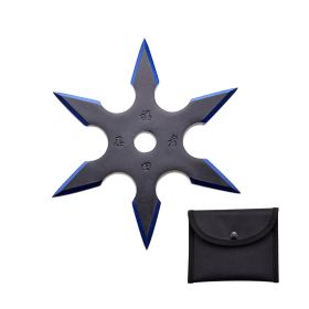 4-INCH 6 Points Throwing Star with Pouch (Option: Blue)