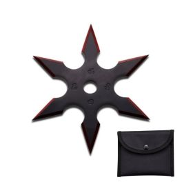 4-INCH 6 Points Throwing Star with Pouch (Option: Red)